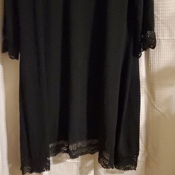 TICKLED TEAL Long black lace-lined cardigan XL - Picture 6 of 6